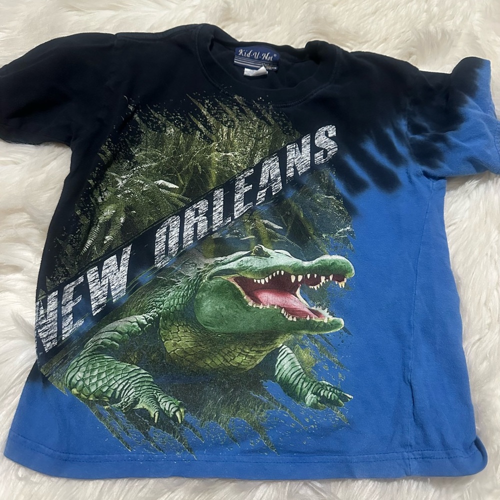 Vintage Kid U Not Kids New Orleans Graphic T-Shirt - Blue